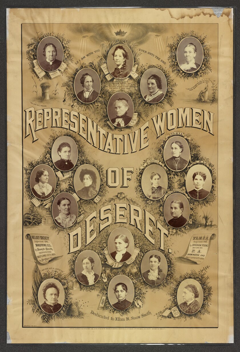 Representative women of Deseret. This is a digitized version of a lithograph with individual photographs of women Church leaders and other accomplished women. .jpeg