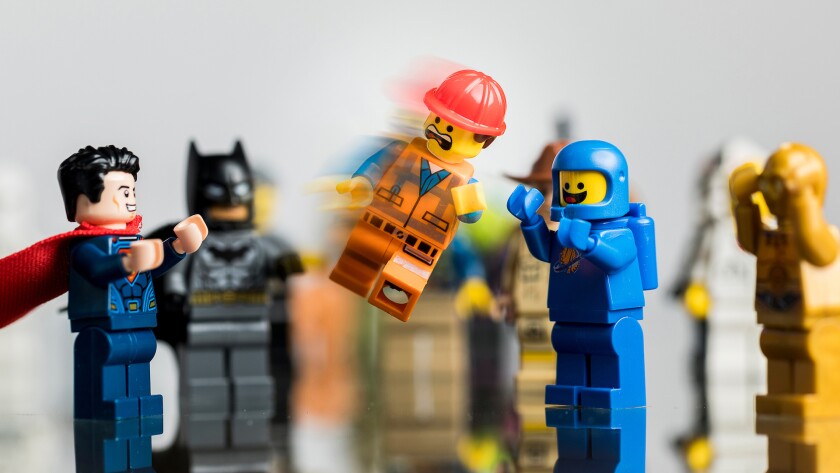 Lego people celebrating