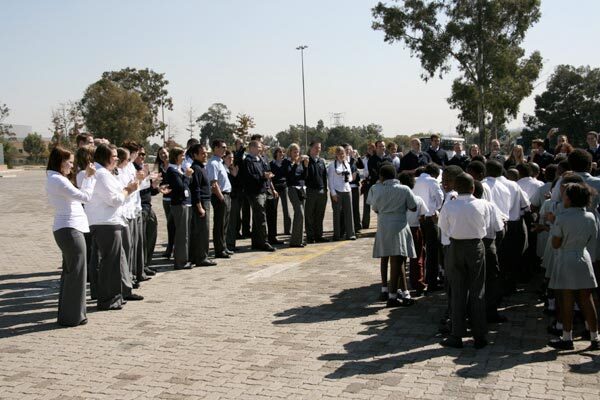 Children singing outside the Apartheid Museum