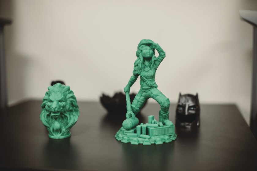 Samples printed from the 3D printer.