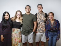 IMage of multicultural students standing and smiling together
