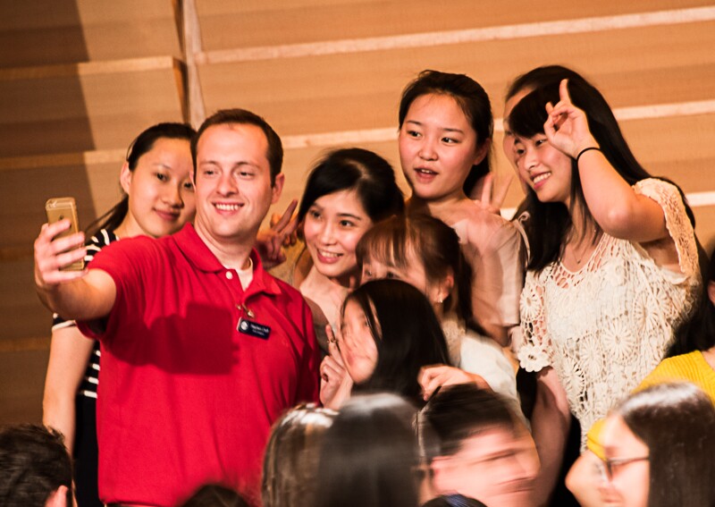 A tenor amidst the sopranos.