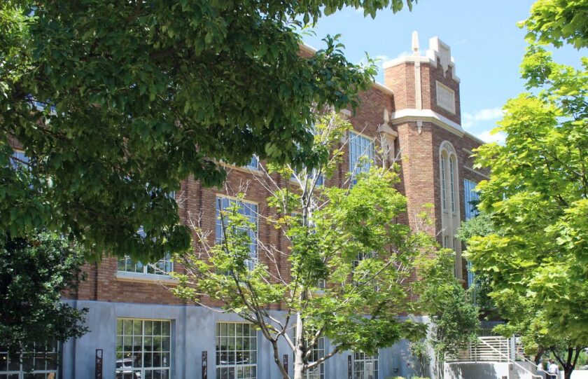 An image of the outside of a library building